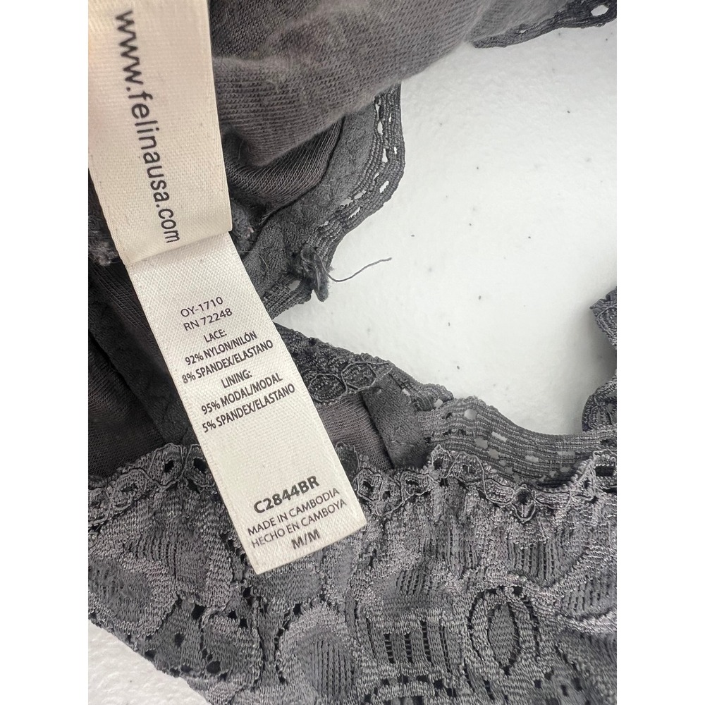 Felina Women Size M Floral Lace Racerback Bralettes Black Pink Gray Lot - Picture 12 of 16